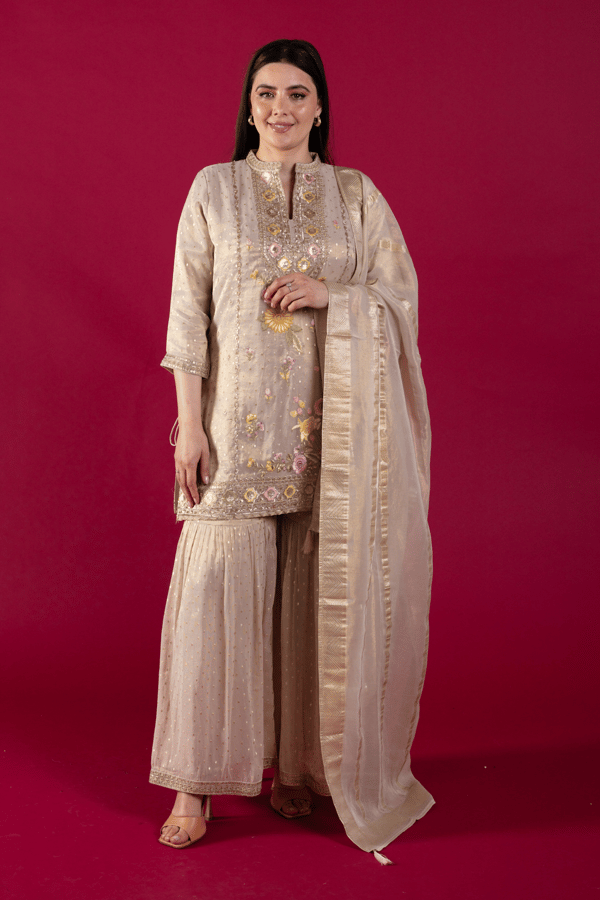 Arina luxe collection 3 piece embroidered gharara suit