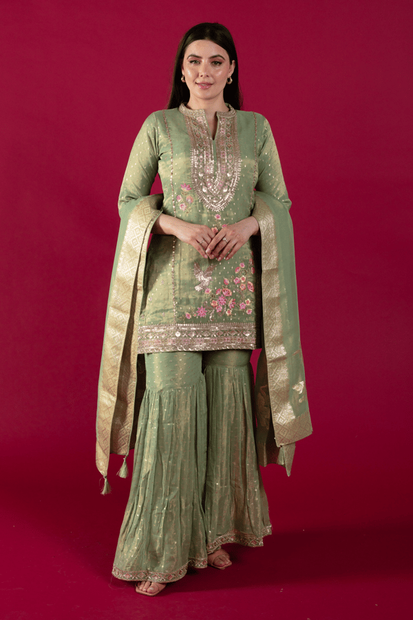 Arina luxe collection 3 piece gharara embroidered suit