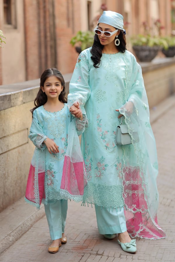 Bazar Kahani Eid 2025 3 piece premium daughter's suit - SGREEN, 36