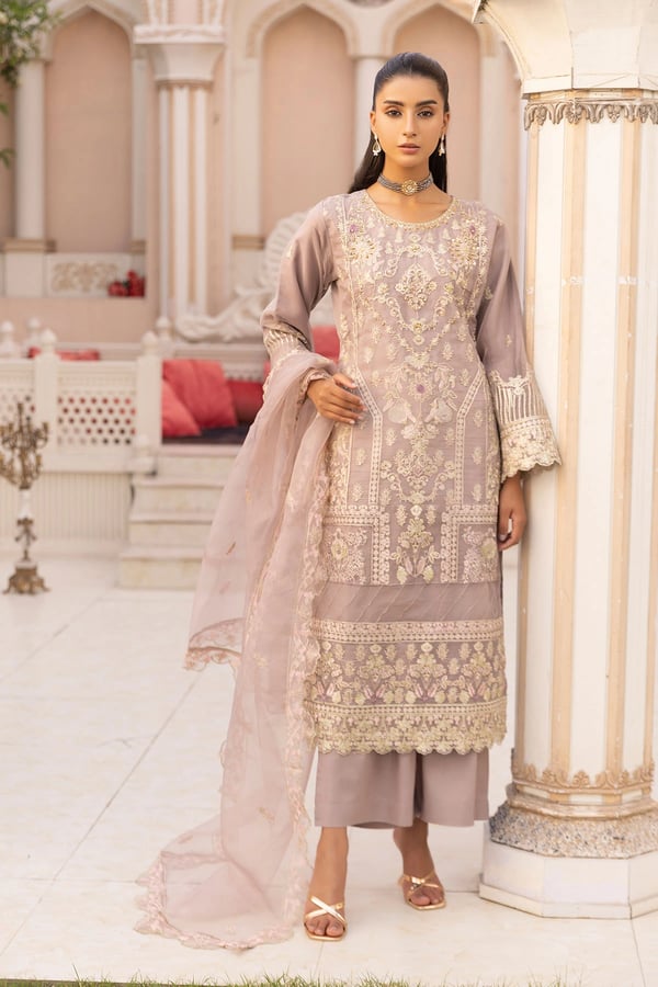 Alia Eid collection 3 piece embroidered organza suit