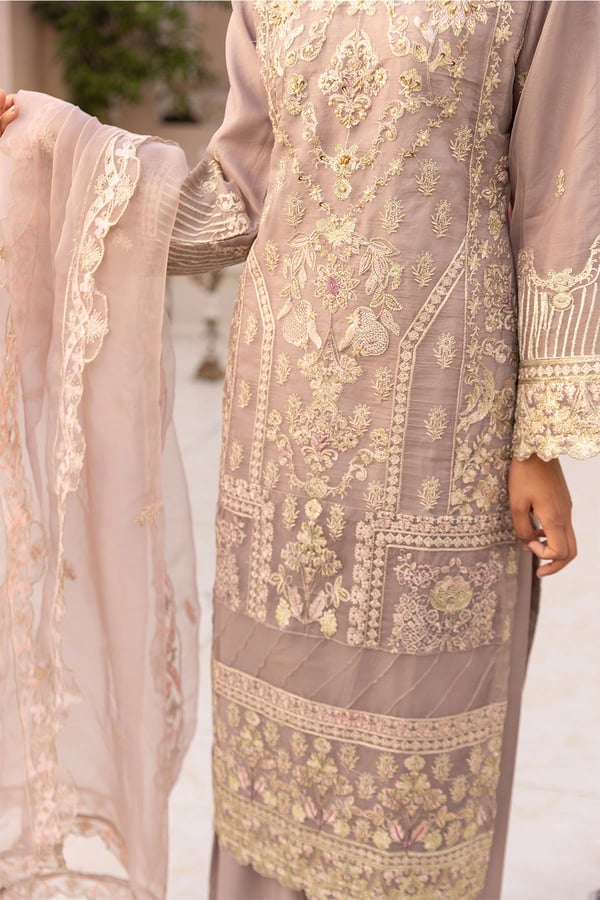 Alia Eid collection 3 piece embroidered organza suit - Image 5