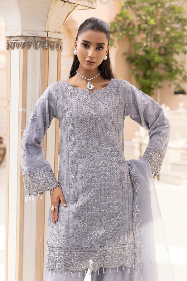 Alia Eid farshi shalwar collection 3 piece organza suit - Image 4