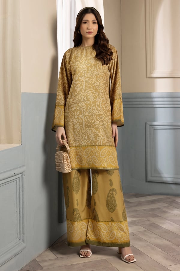 Zaras Eid 2025 2 piece short shirt digital print co-ords set