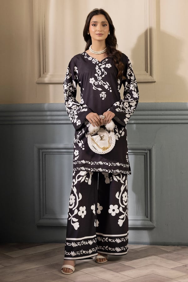 Zaras Eid 2025 2 piece short shirt digital print co-ords set