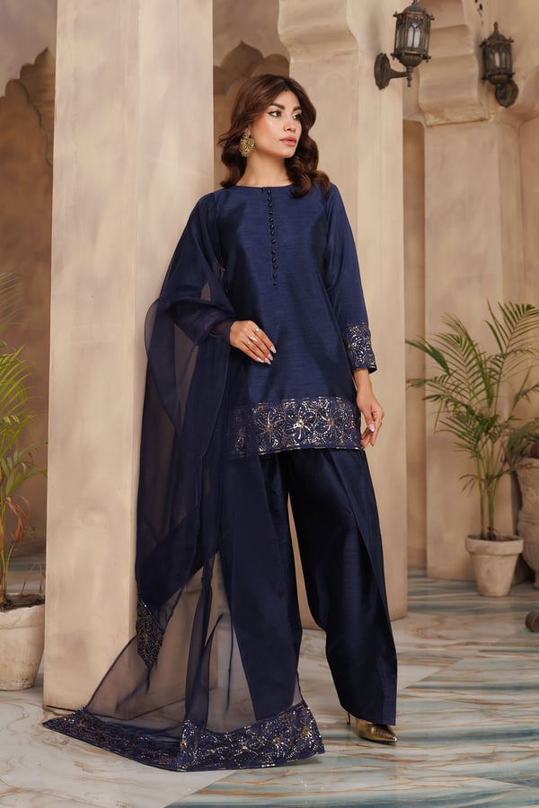 Ereena 3 piece casual rawsilk farshi shalwar suit - Image 4