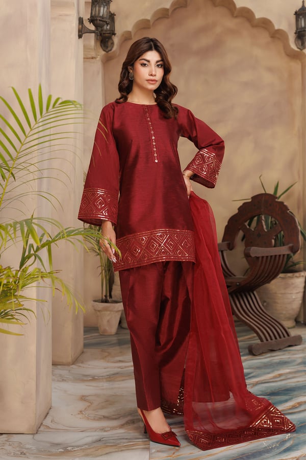 Ereena 3 piece casual rawsilk farshi shalwar suit - Image 6