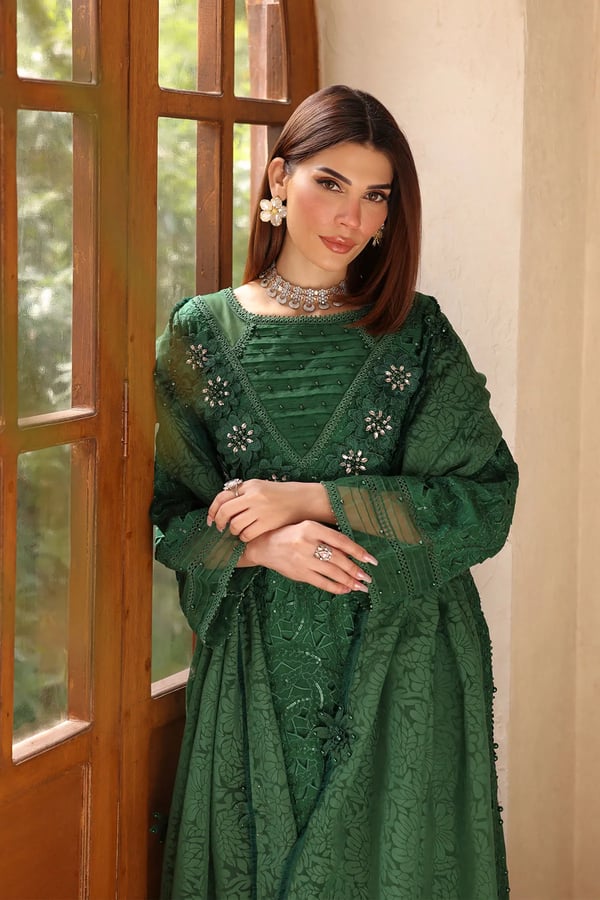 Lamhey Eid collection 3 piece embroidered suit - Image 5