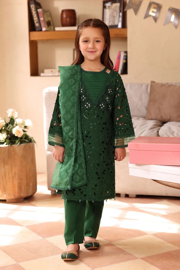 Lamhey kids Eid collection 3 piece embroidered suit