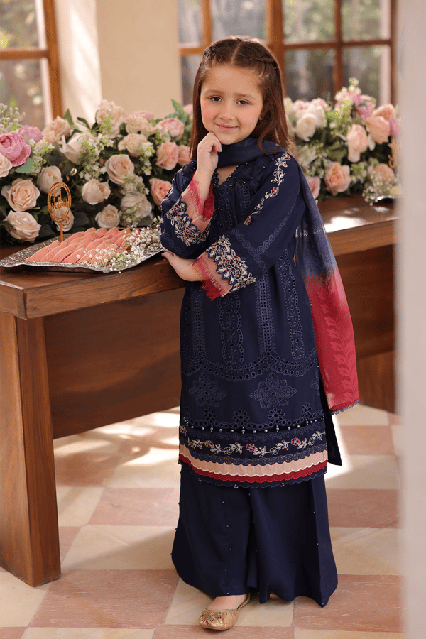 Lamhey Eid collection kids 3 piece casual embroidered suit - Image 3