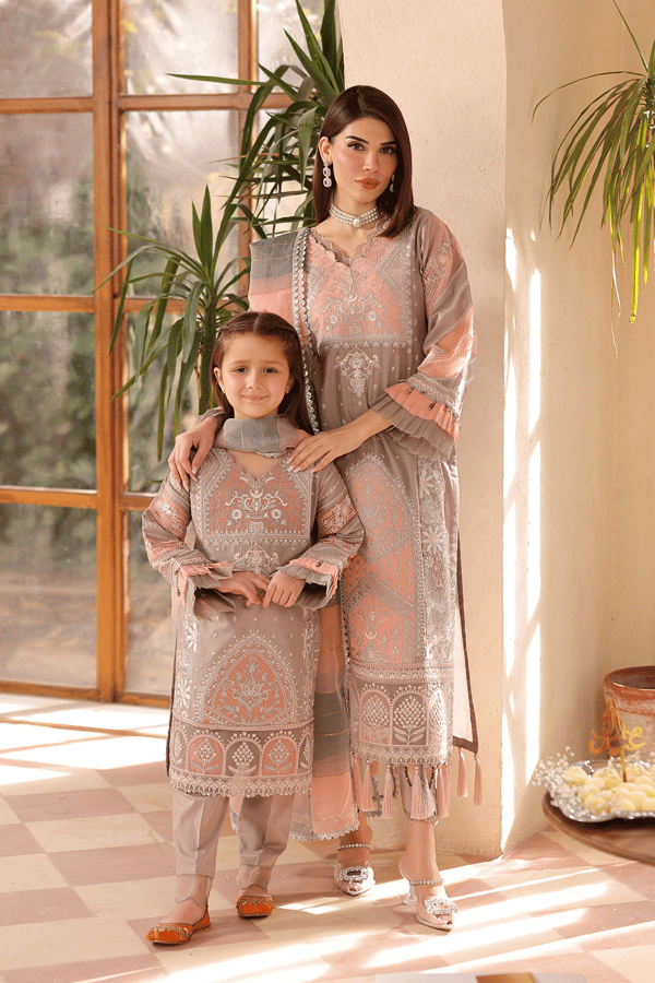 Lamhey Eid collection kids embroidered 3 piece suit