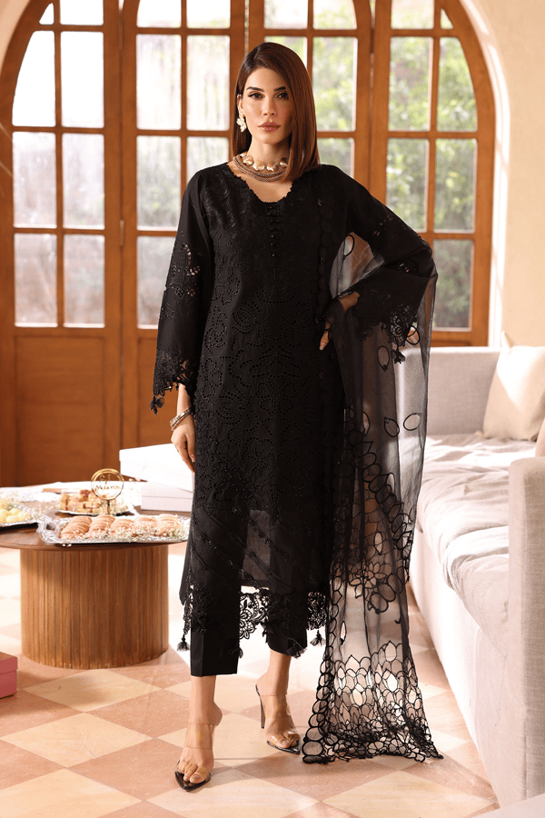 Lamhey Eid collection 3 piece chikan kari embroidered suit - Image 2