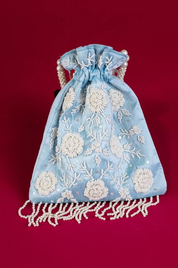Shiffonz fancy crepe pearl potli bag