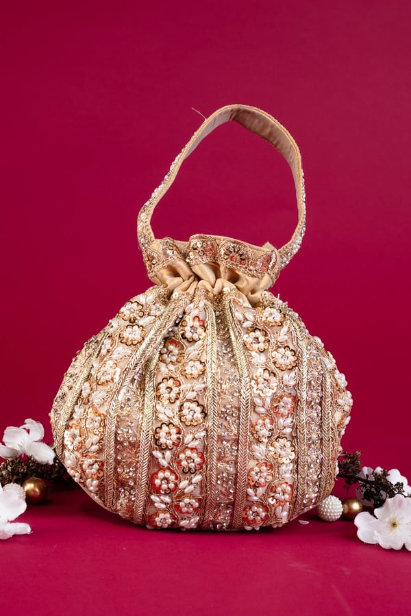 Shiffonz luxury crepe pearl potli bag