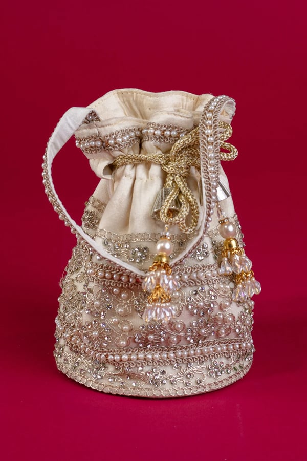 Shiffonz beautiful crepe pearl potli bag - Image 5