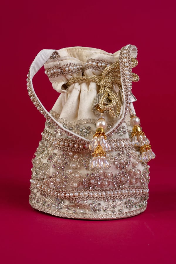 Shiffonz beautiful crepe pearl potli bag - Image 3