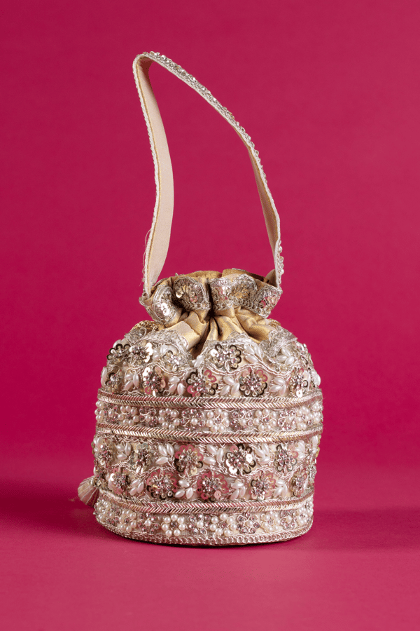 Pearl embroidered potli purse