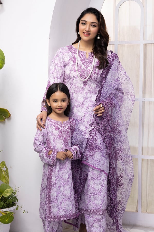 Sawera Eid 2025 3 piece luxury daughter's lawn suit - Image 3