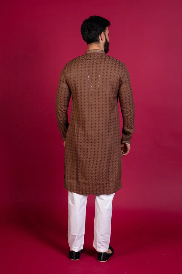 Men's 2 piece embroidered kurta pyjama - Image 2