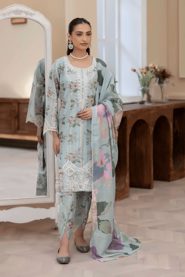 Elle Eid collection 3 piece printed tulip shalwar suit