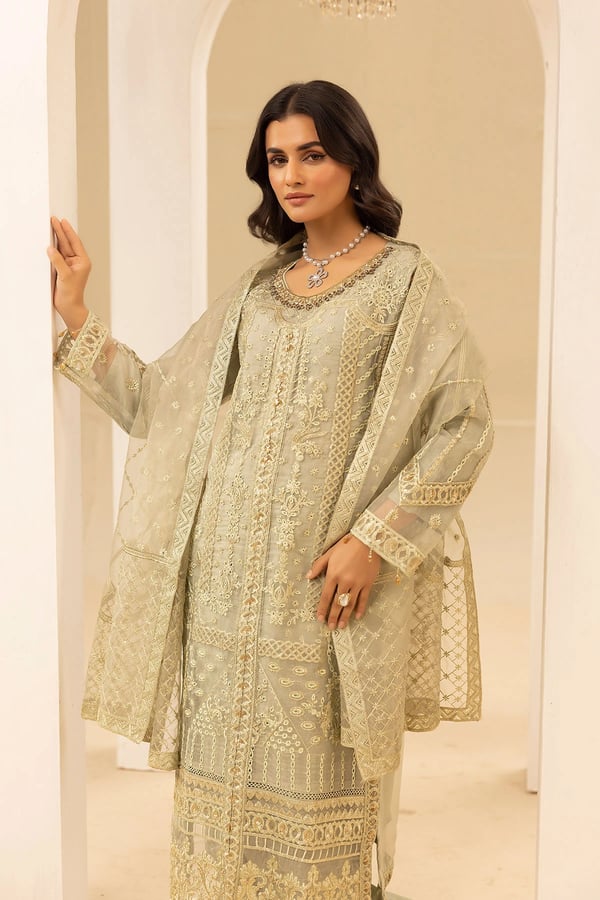 Aurora 3 piece luxury embroidered organza suit - Image 5