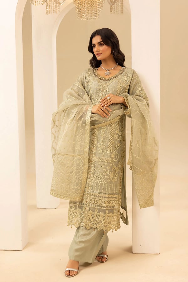 Aurora 3 piece luxury embroidered organza suit - Image 6