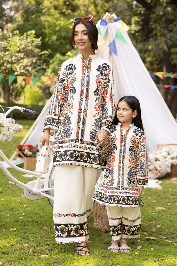 Olivia Eid 2025 kids printed mother and daughter co-ord collection