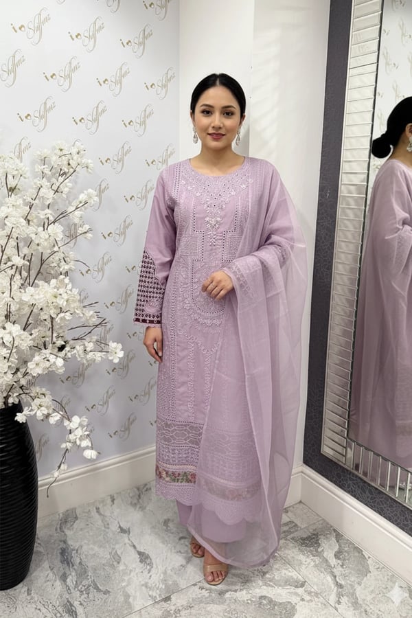 Afiya Eid collection 3 piece mother and daughter collection - Lilac, X - Large