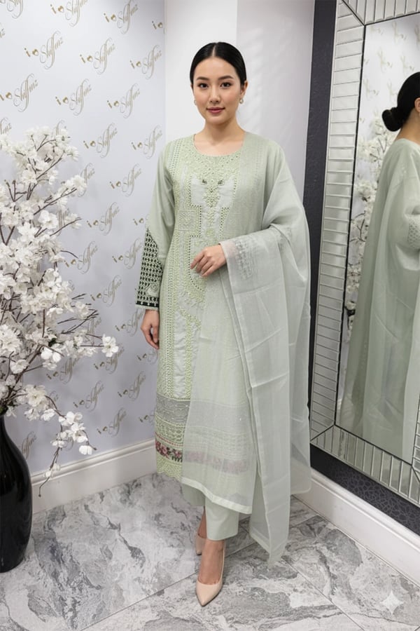Afiya Eid collection 3 piece mother and daughter collection - Mint, X - Large