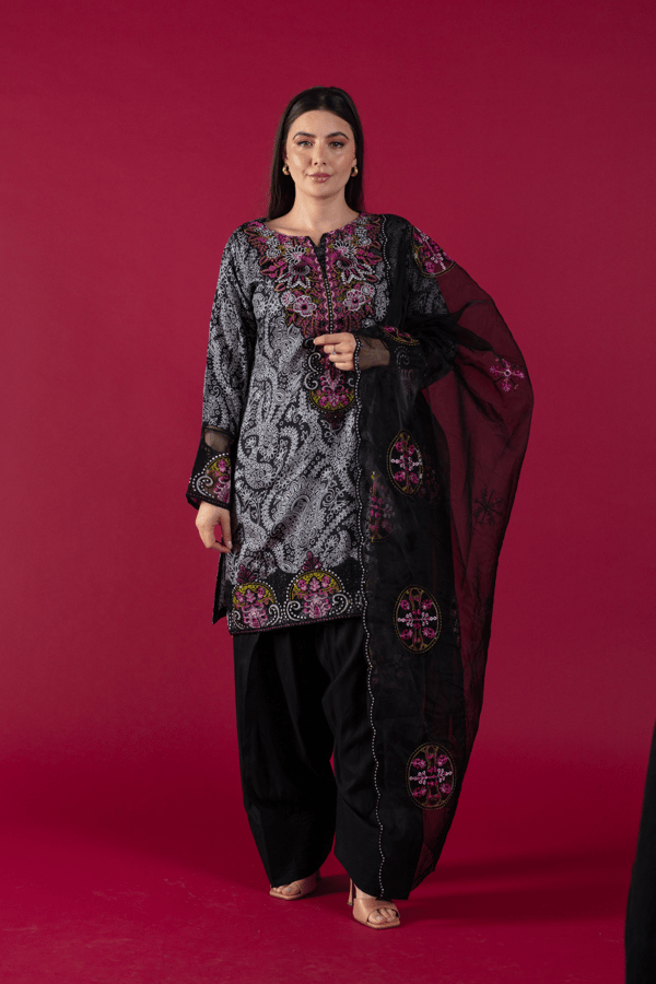 Shiffonz Eid collection 3 piece farshi shalwar suit