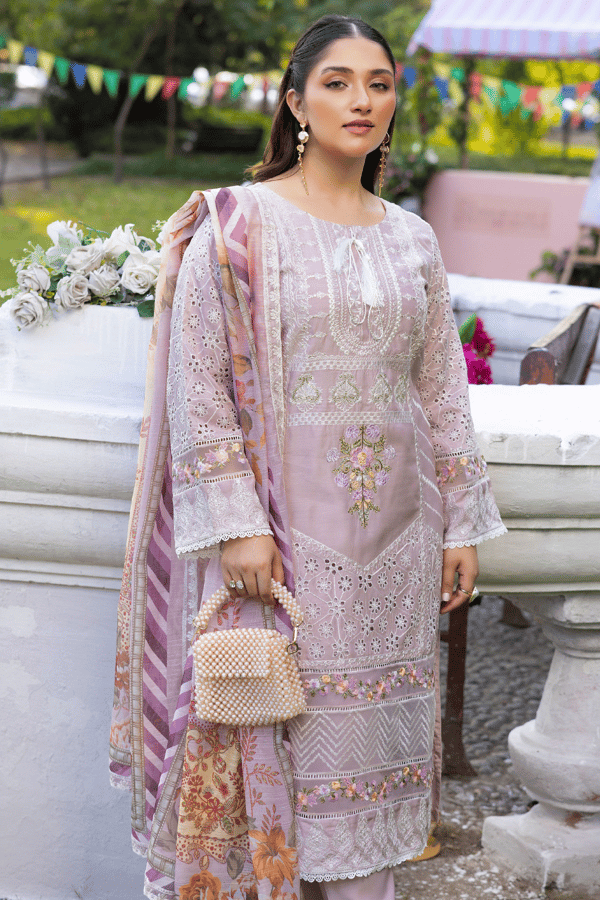 Ella 3 piece viscose chikan kari embroidered outfit - Image 4