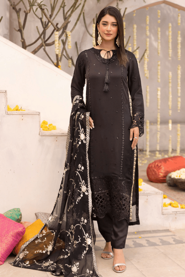 Nazish chiffon lux collection Gratitude 3 piece embroidered suit - Image 2
