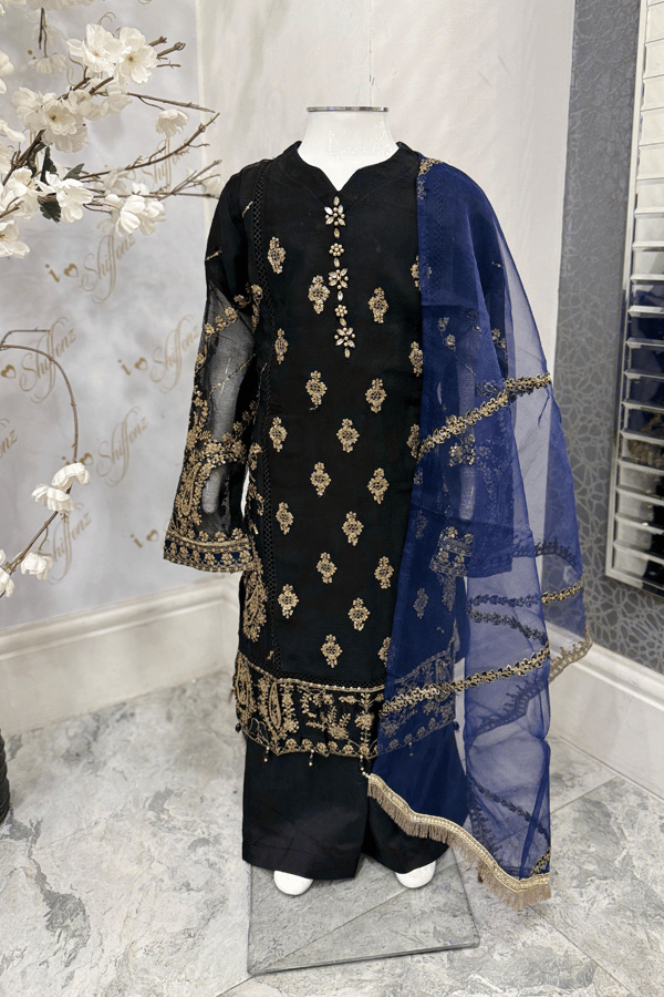 Nazish chiffon lux collection Hope 3 piece embroidered kids suit