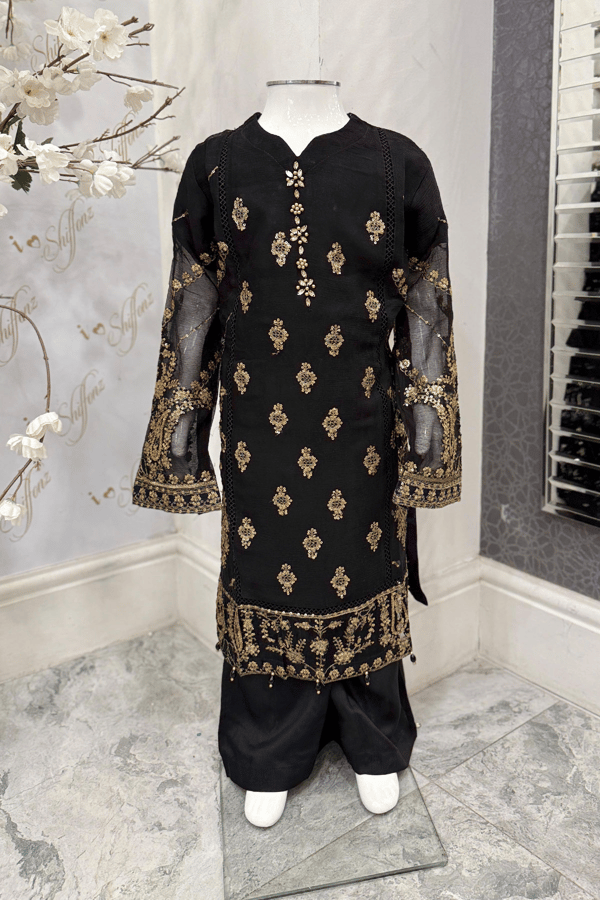 Nazish chiffon lux collection Hope 3 piece embroidered kids suit - Image 2