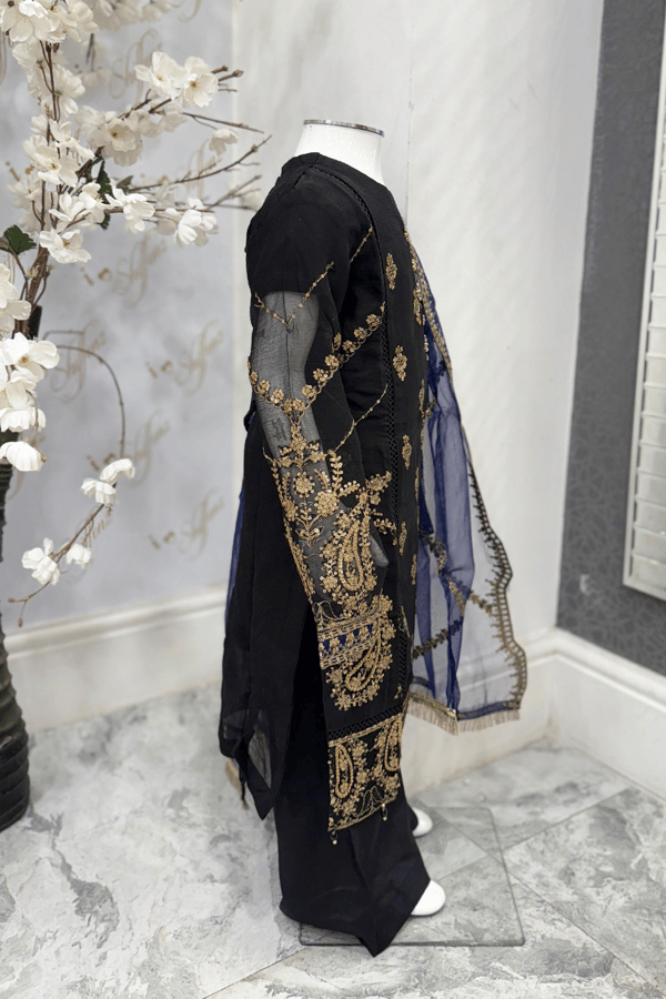 Nazish chiffon lux collection Hope 3 piece embroidered kids suit - Image 3
