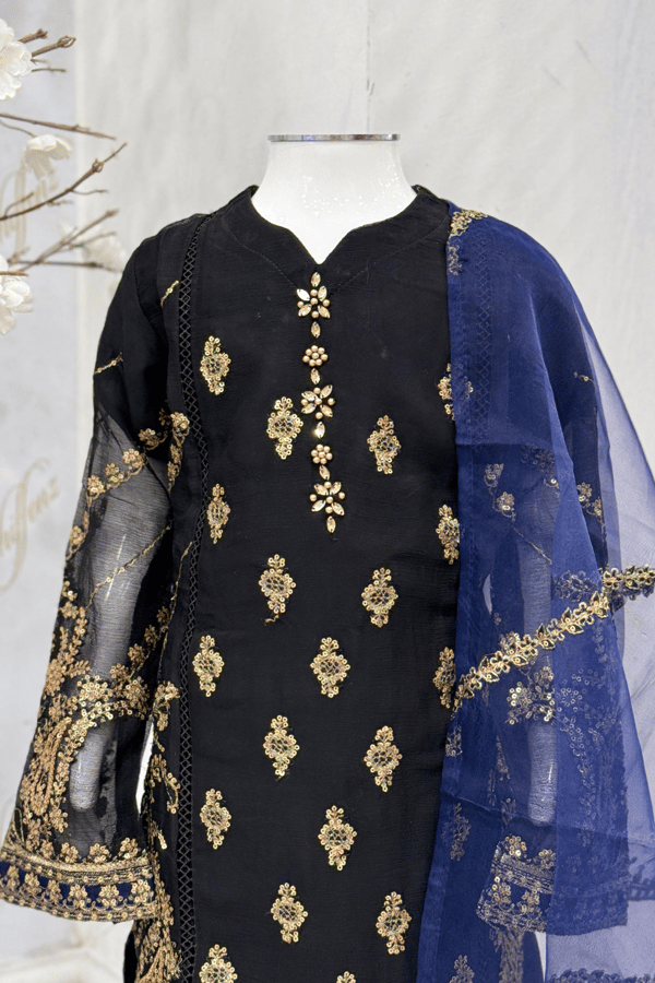 Nazish chiffon lux collection Hope 3 piece embroidered kids suit - Image 5