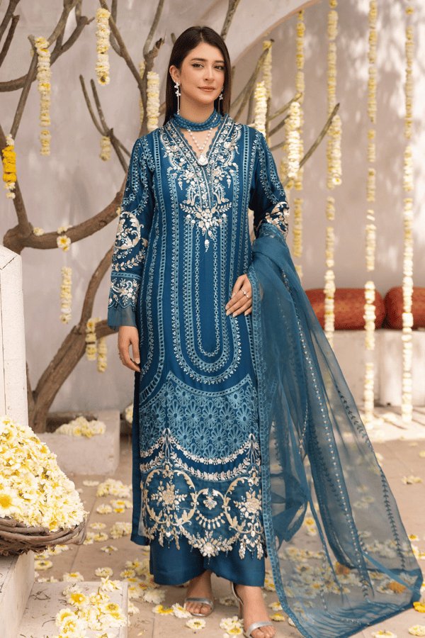 Nazish chiffon lux collection inspiration 3 piece embroidered suit