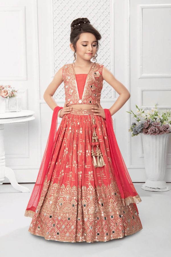 Shiffonz 3 piece kids luxury embroidered chiffon lehnga choli