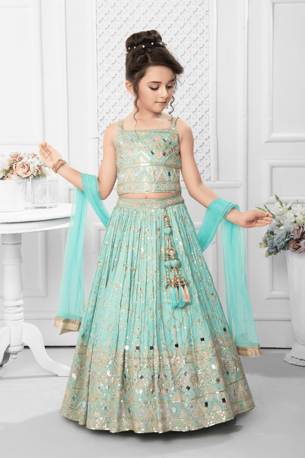 Shiffonz 3 piece kids luxury embroidered lengha choli