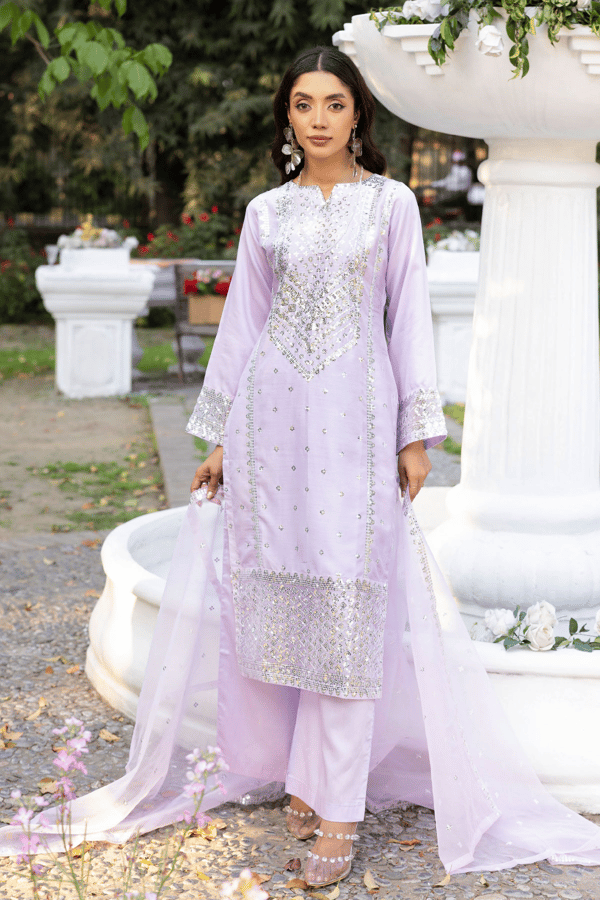 Sapphire 3 piece luxury sequence viscose Eid collection - Lilac, X - Large