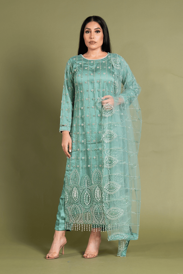 Maya Eid 2025 3 piece long shirt collection - SGREEN, X - Large