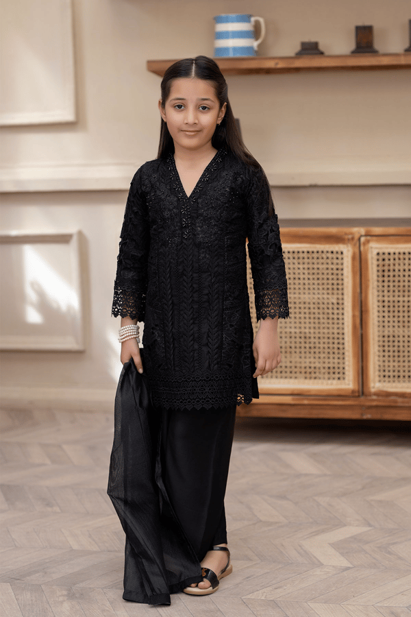 Ashi Eid collection kids 3 piece mother and daughter suit - Black, 22