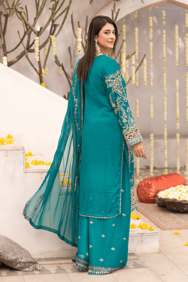 Nazish chiffon lux collection patience 3 piece embroidered suit - Image 4