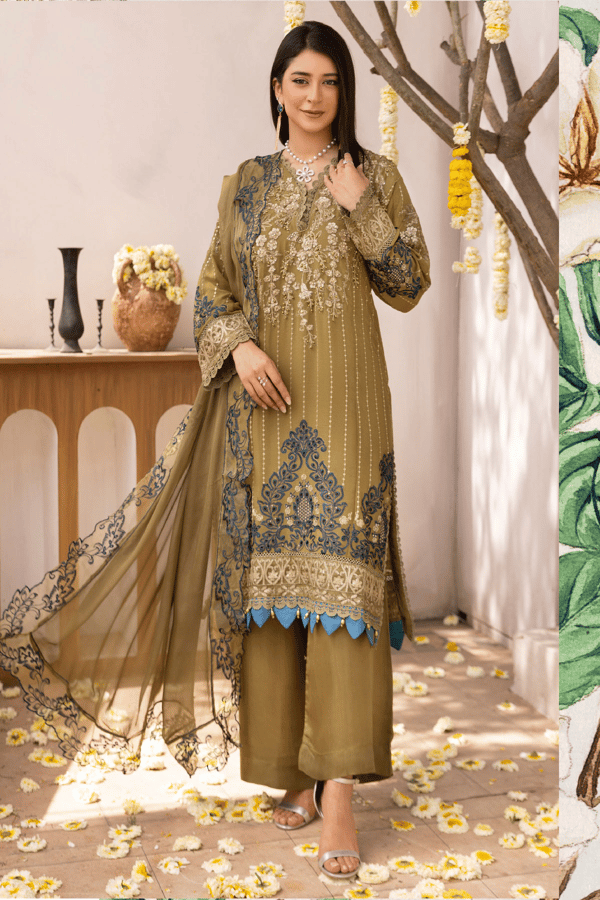 Nazish chiffon lux collection Simplicity 3 piece embroidered suit