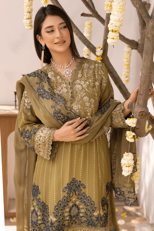 Nazish chiffon lux collection Simplicity 3 piece embroidered suit - Image 4