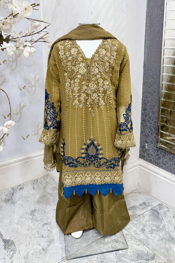 Nazish chiffon lux collection Simplicity 3 piece embroidered kids suit