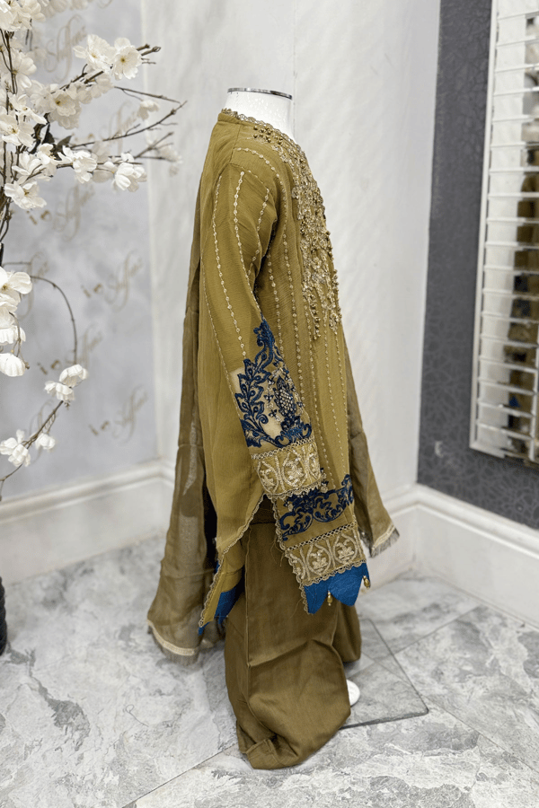 Nazish chiffon lux collection Simplicity 3 piece embroidered kids suit - Image 3