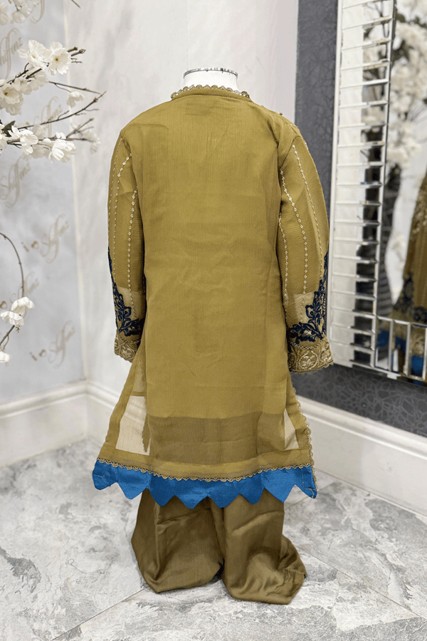 Nazish chiffon lux collection Simplicity 3 piece embroidered kids suit - Image 4