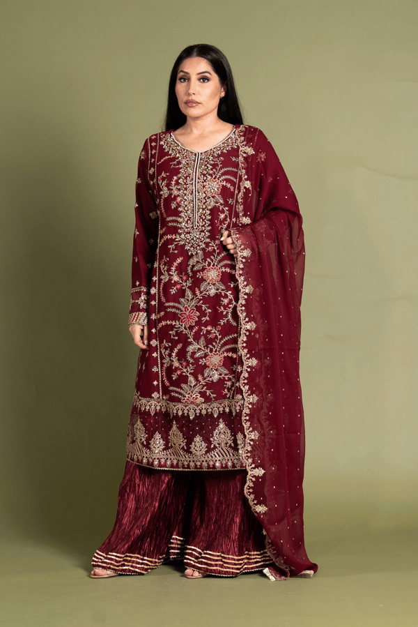 Kashish luxury Eid collection 3 piece embroidered plazo suit