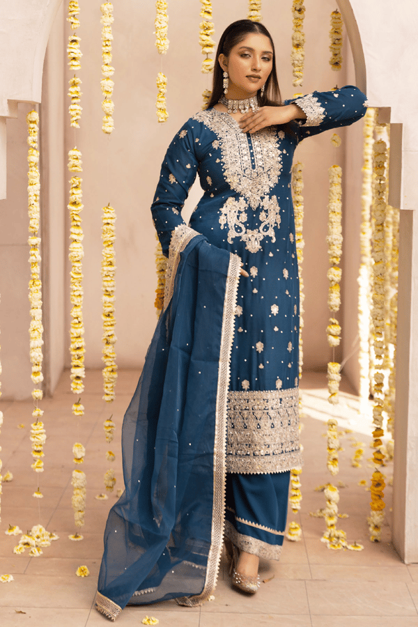 Meera luxe collection 3 piece embroidered plazo suit