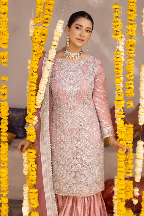 Malini luxe collection 3 piece embroidered net gharara suit - Image 3